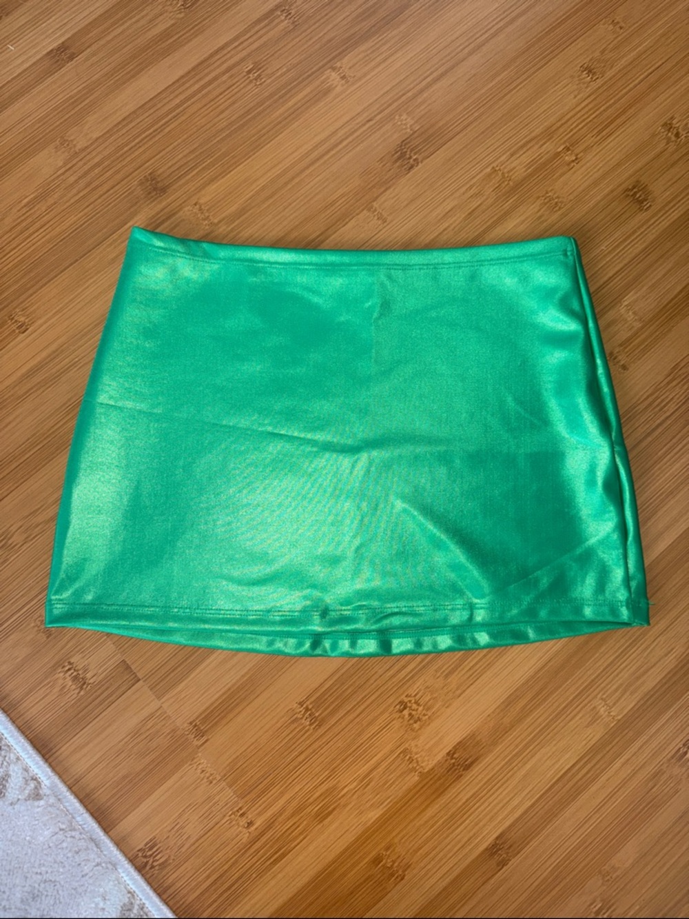 Montce Shiny Emerald Green Metallic Mini Skirt